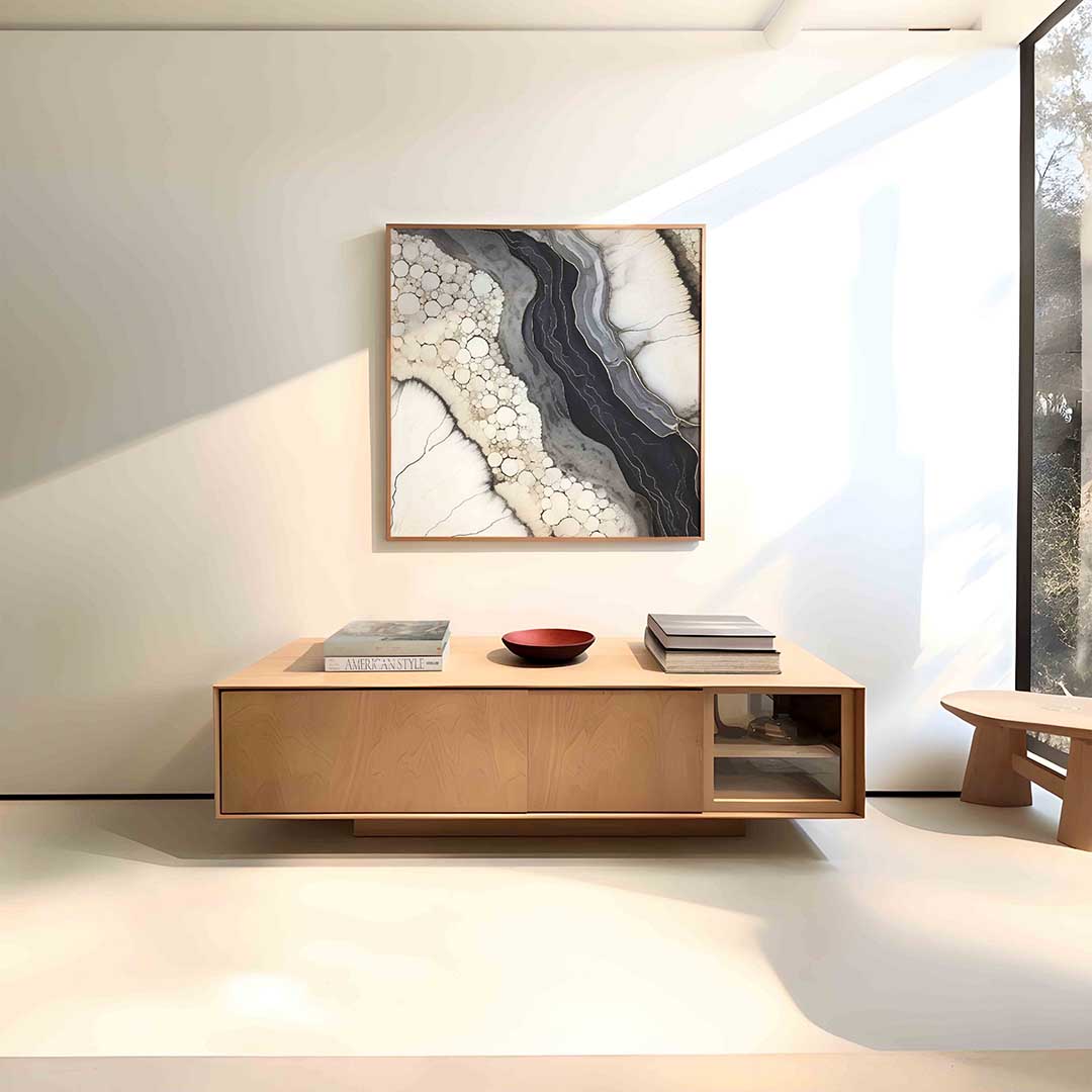 Abstracte vormen – vierkante zachte abstracte wanddecoratie van WallArtistic