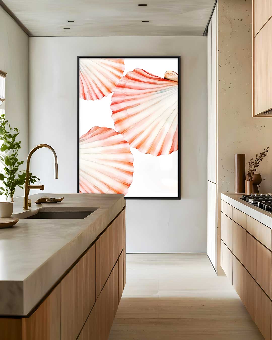 Schilderij van Schelpen – staand kunstwerk voor modern interieur