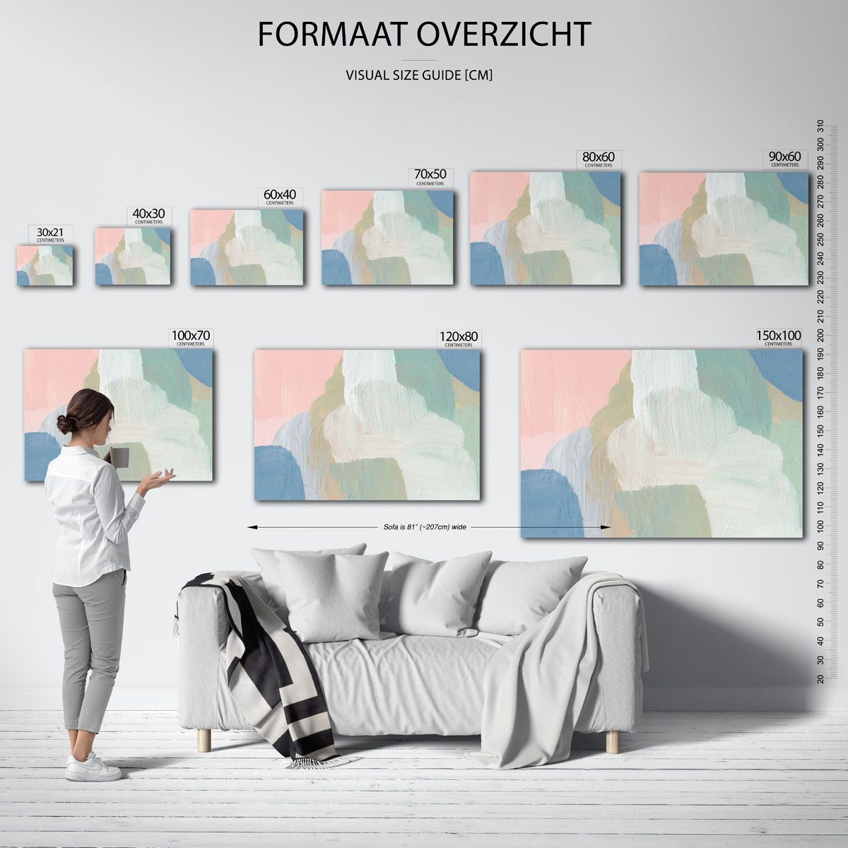 Abstracte kleurencompositie – liggende muurposter met artistieke uitstraling