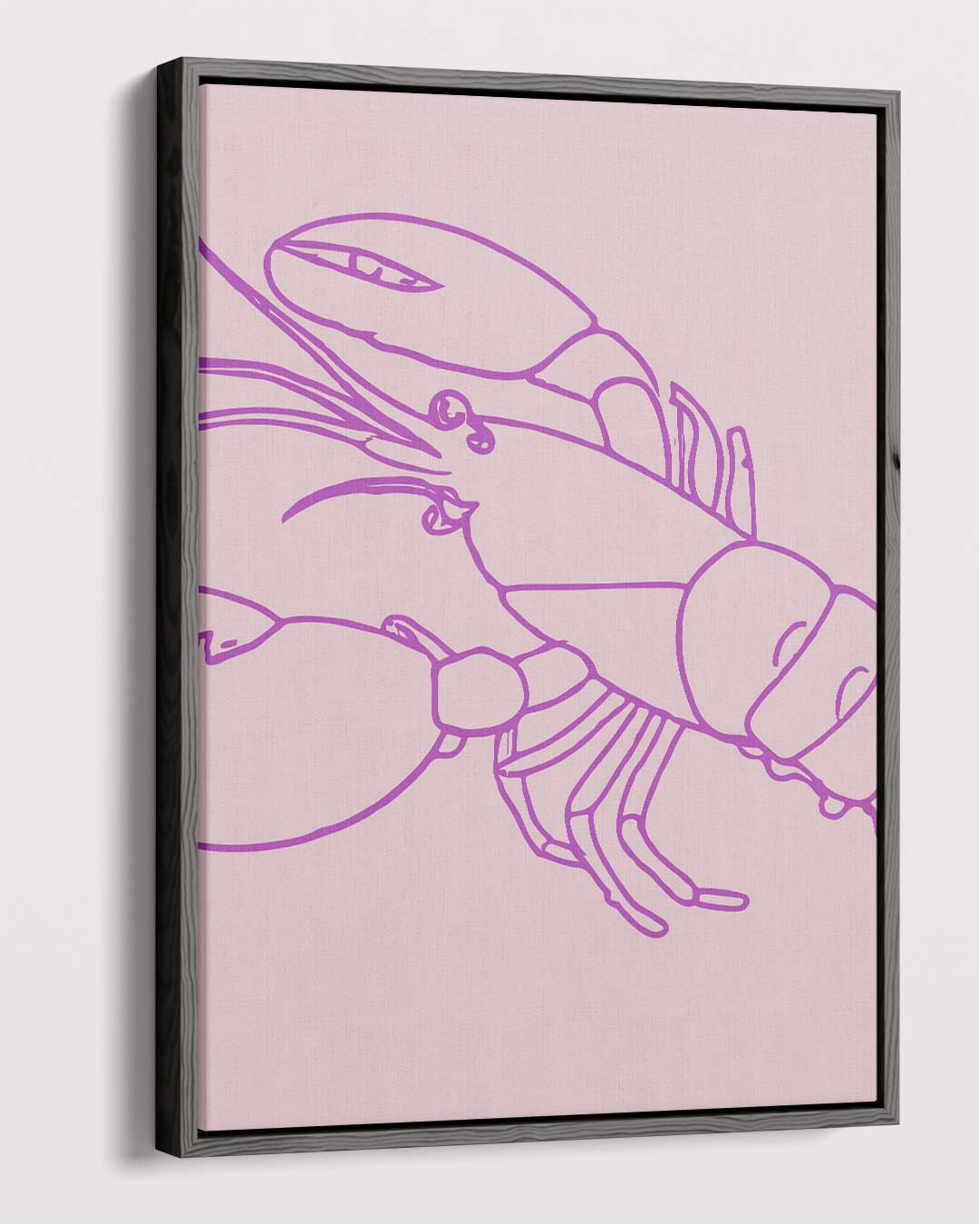 Vrolijke Roze Kreeft Illustratie – dibond kunstwerk als wanddecoratie