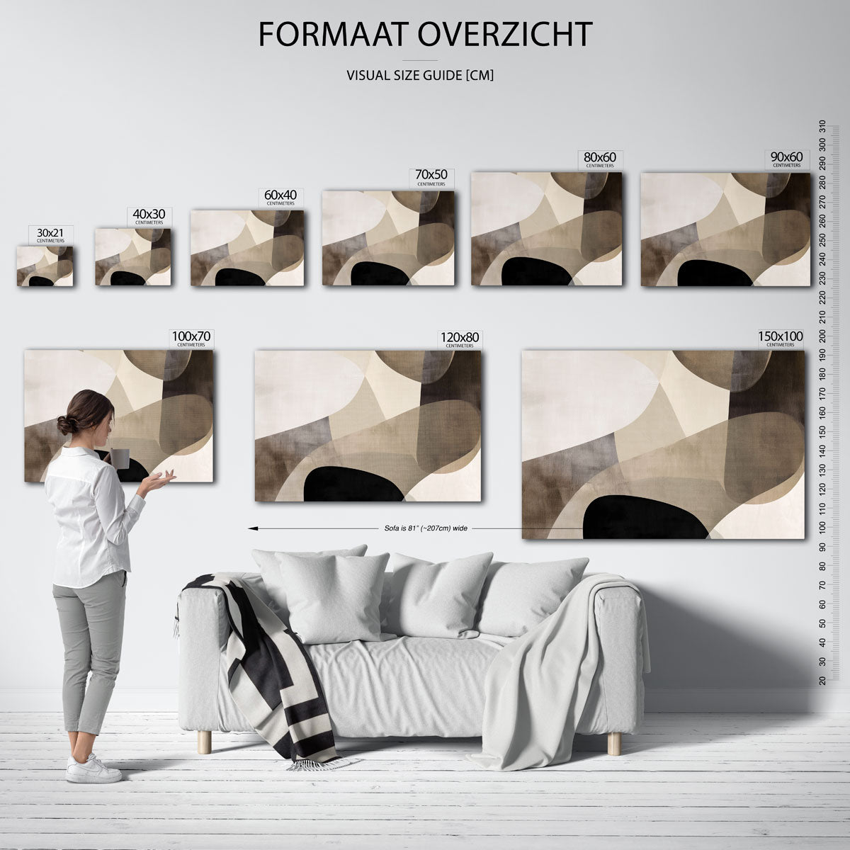 Abstracte vormen – liggende muurposter met abstracte vormen