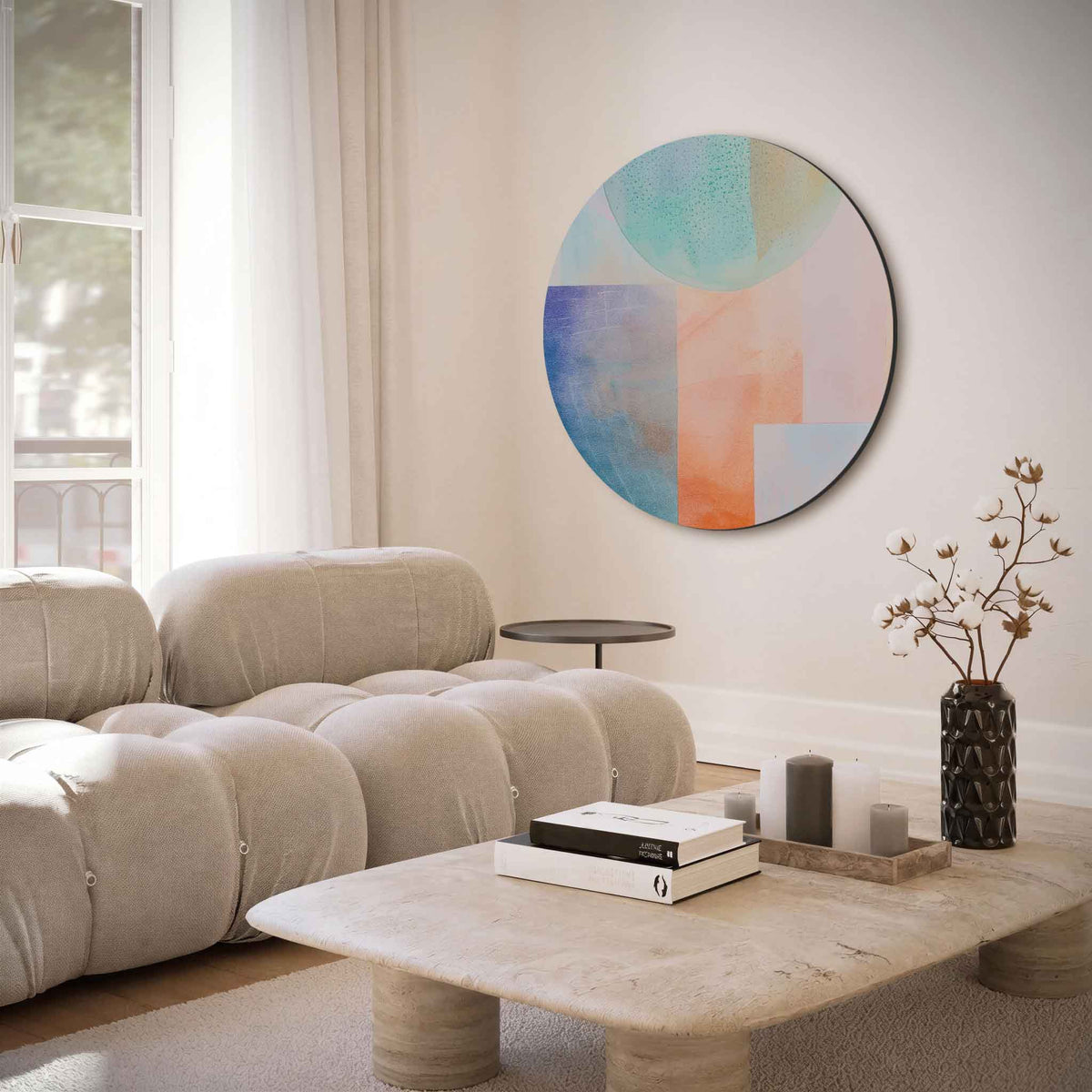 Abstracte vormen – muurcirkel met abstracte texturen voor aan de muur