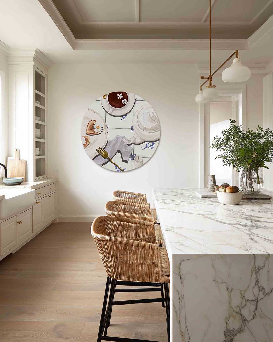 Ontbijt tafereel – abstracte muurcirkel als ronde wanddecoratie