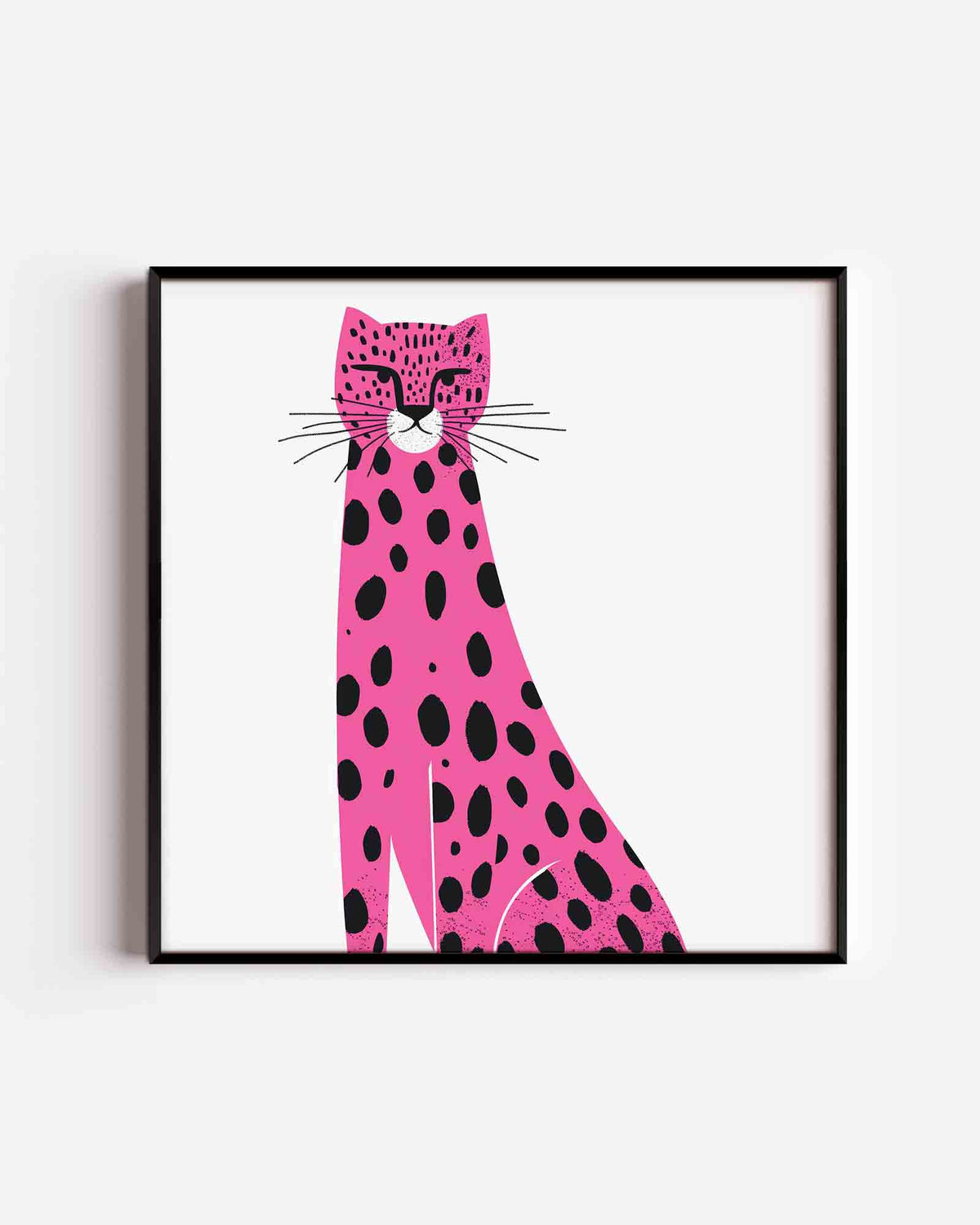 Roze luipaard – vierkante kinderposter als wanddecoratie