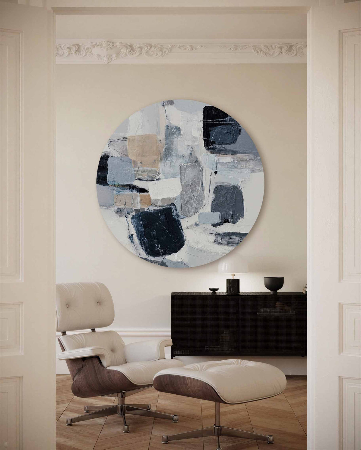 Abstracte vormen – moderne abstracte muurcirkel voor aan de muur