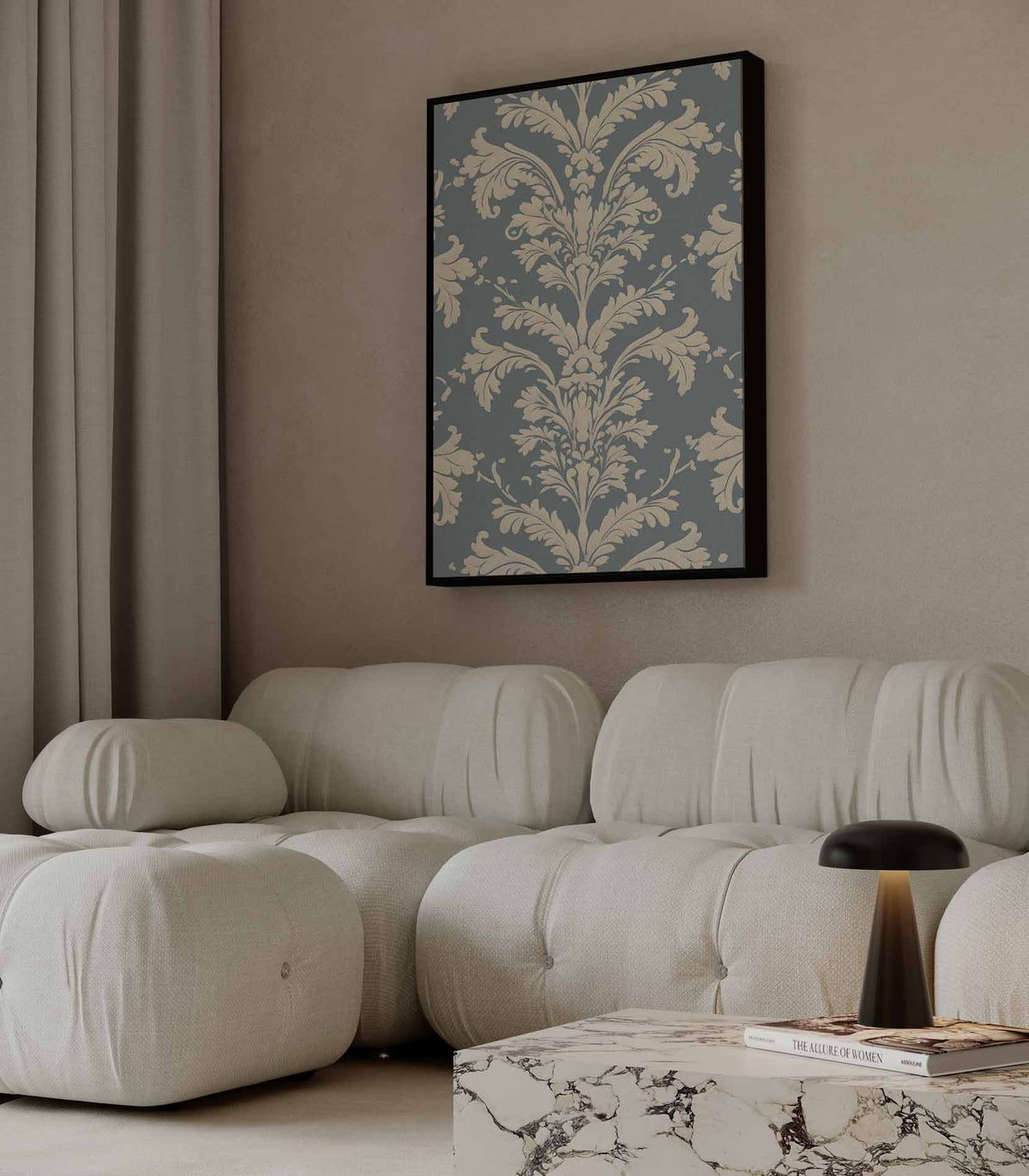 Klassiek Barok Behangpatroon – plexiglas wanddecoratie in portret formaat