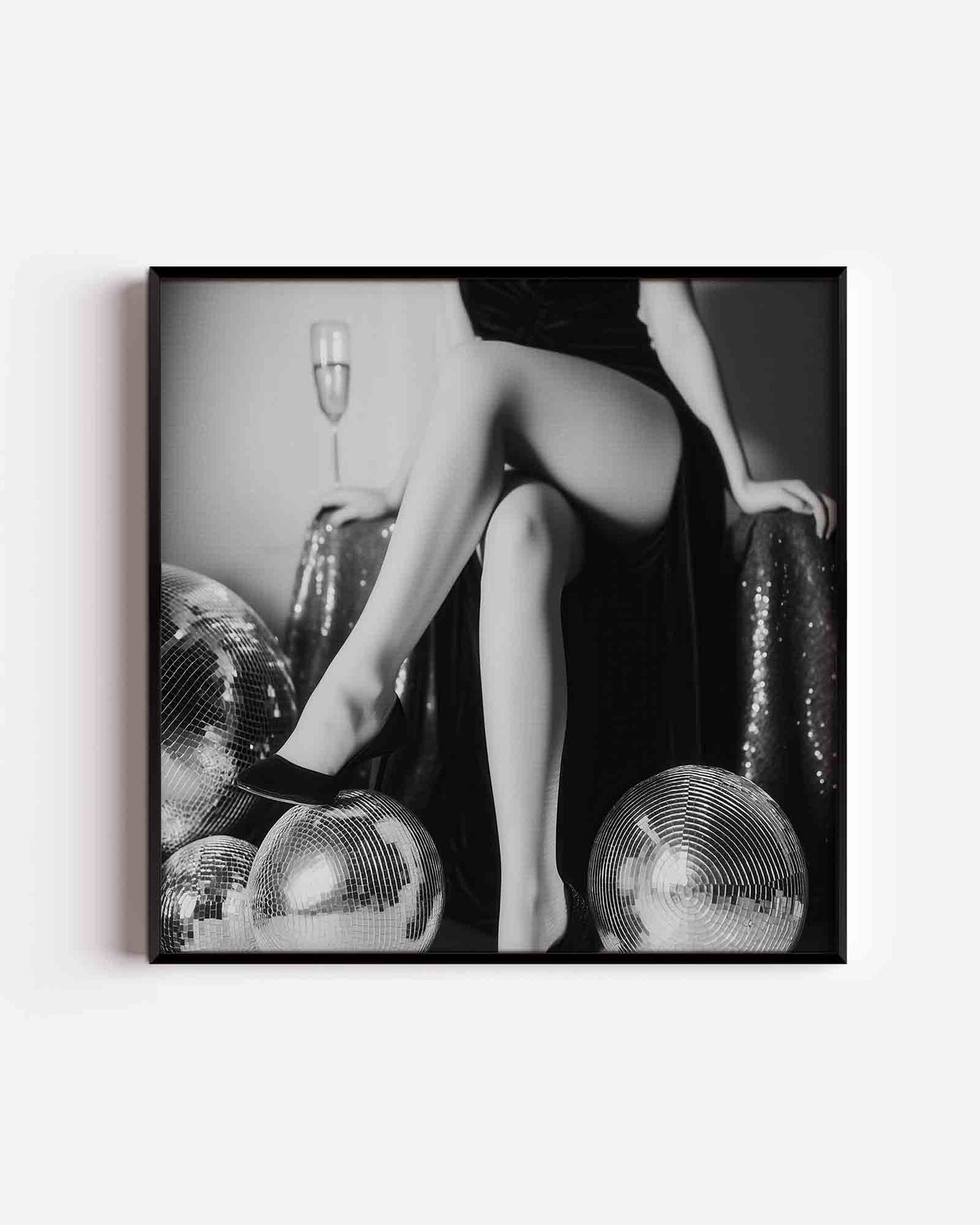 Glanzende disco ballen – Pop Art vierkante poster als wanddecoratie