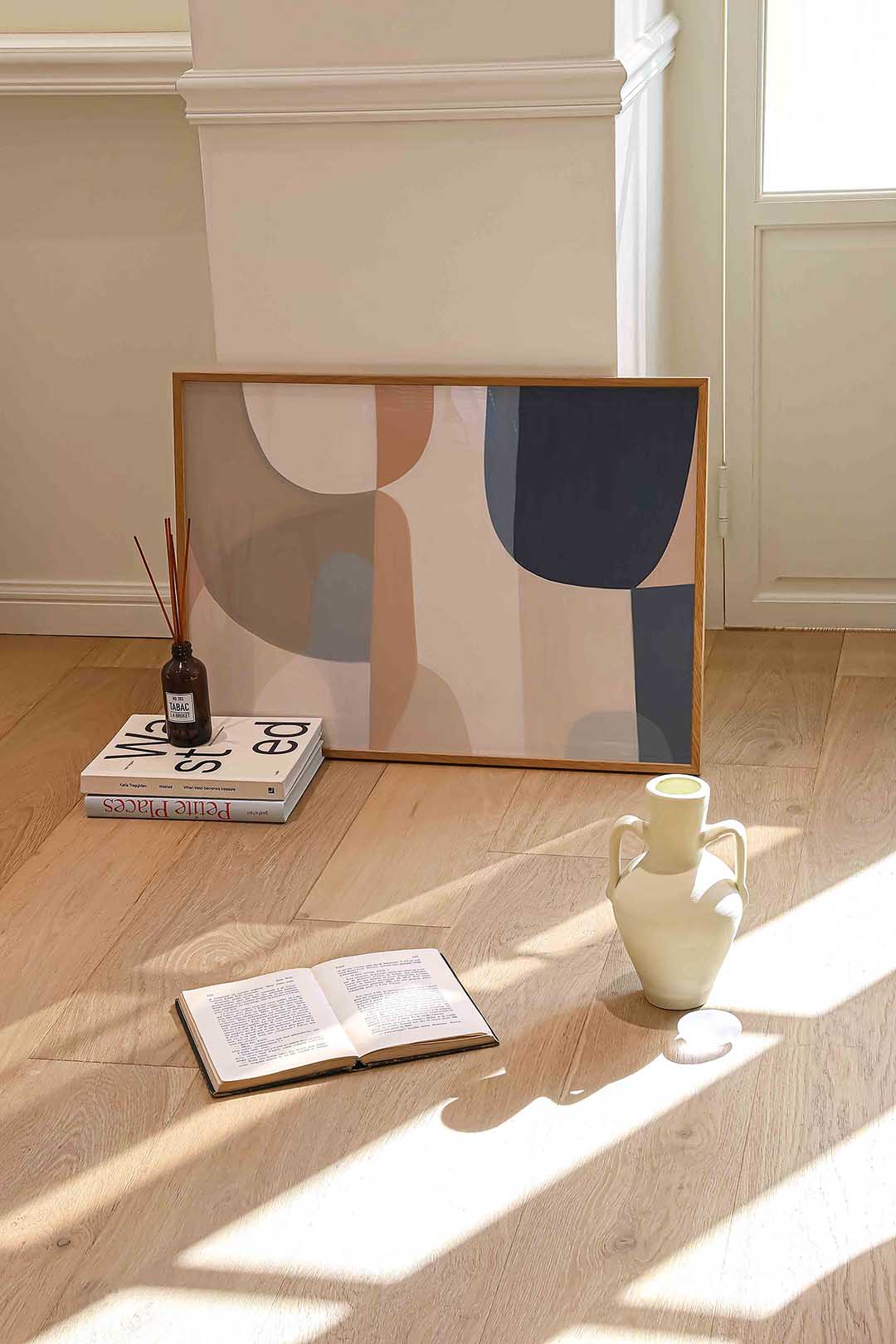 Abstracte vormen – liggende kleurrijke abstracte wanddecoratie van WallArtistic