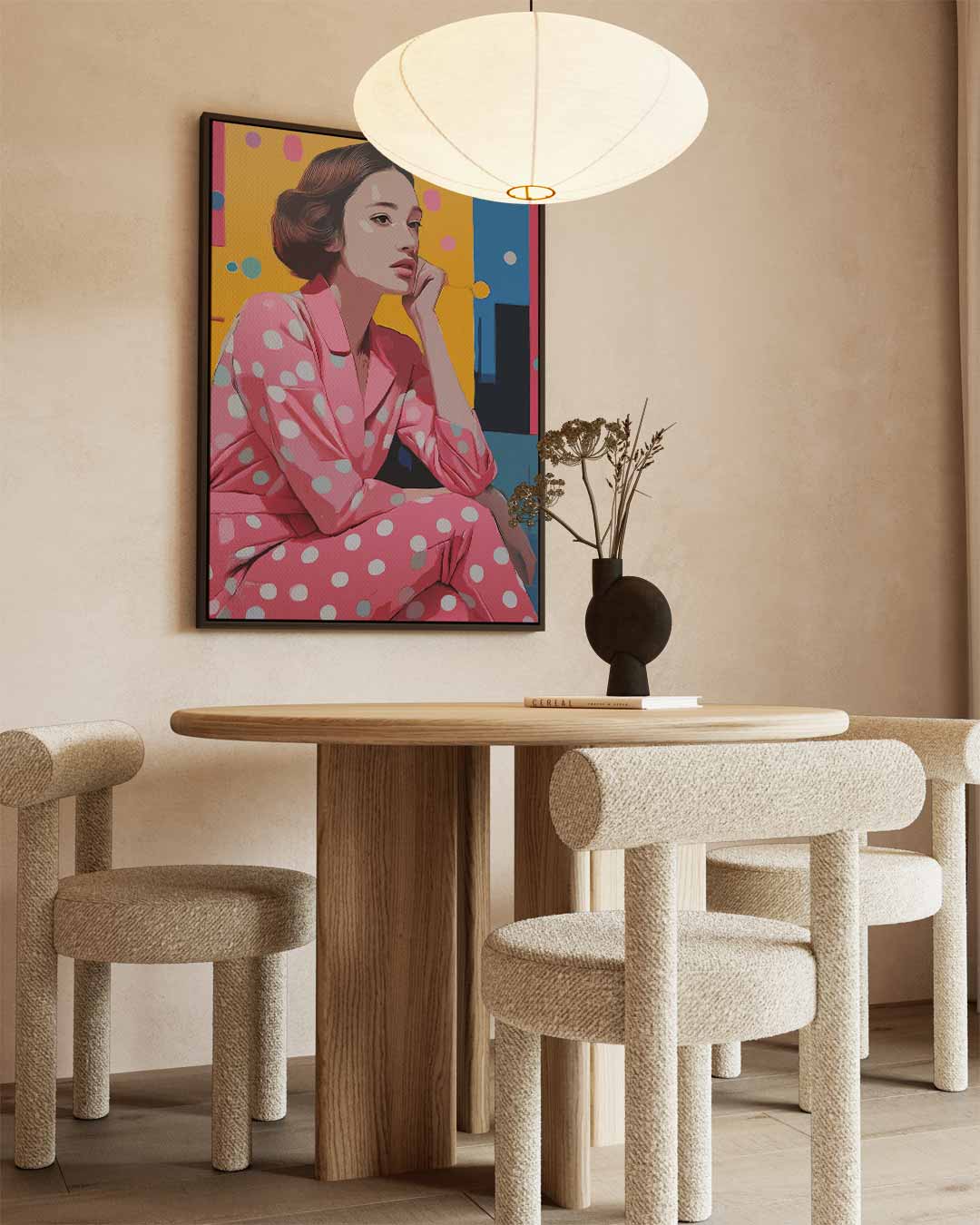Vrolijke Reflectie in Roze – dibond wanddecoratie in staand formaat