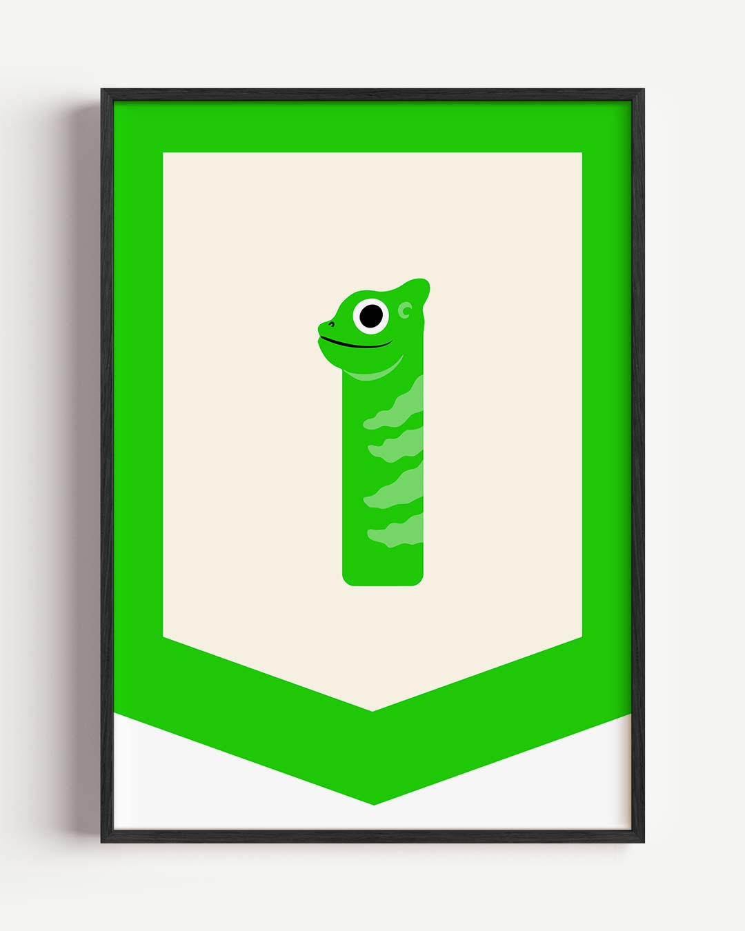 Vrolijke Kameleon Kunstposter – kids portret poster als wanddecoratie
