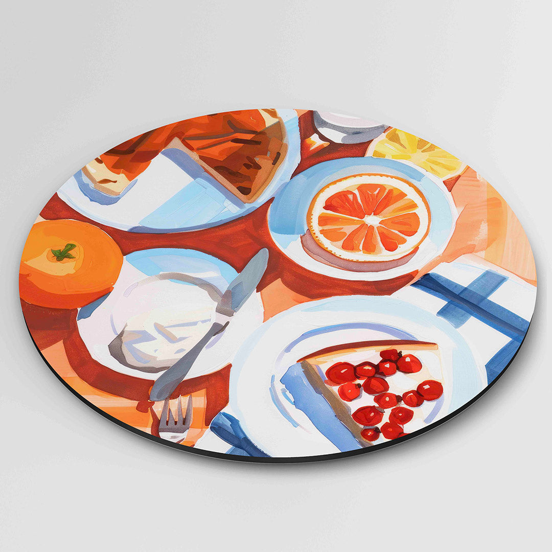 Ontbijt tafel – ronde wanddecoratie met abstract ontwerp