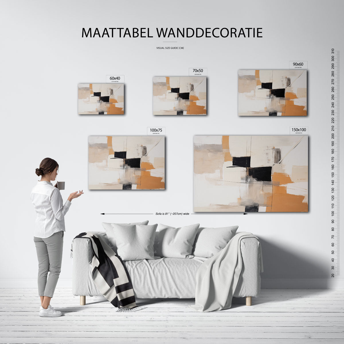 Geometrische compositie – moderne liggende wandkunst