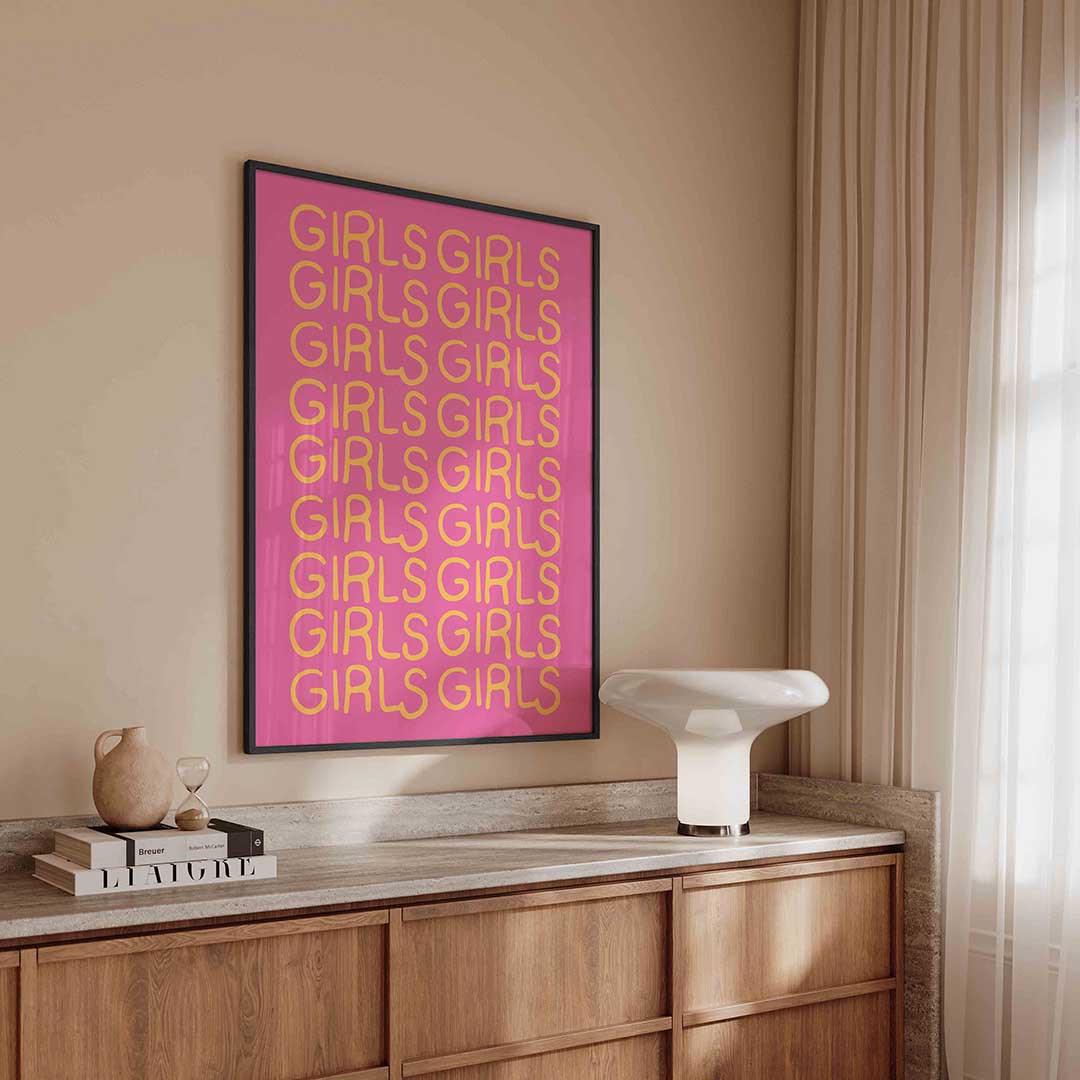 Herhaling van girls – kleurrijke Pop Art poster in staand formaat