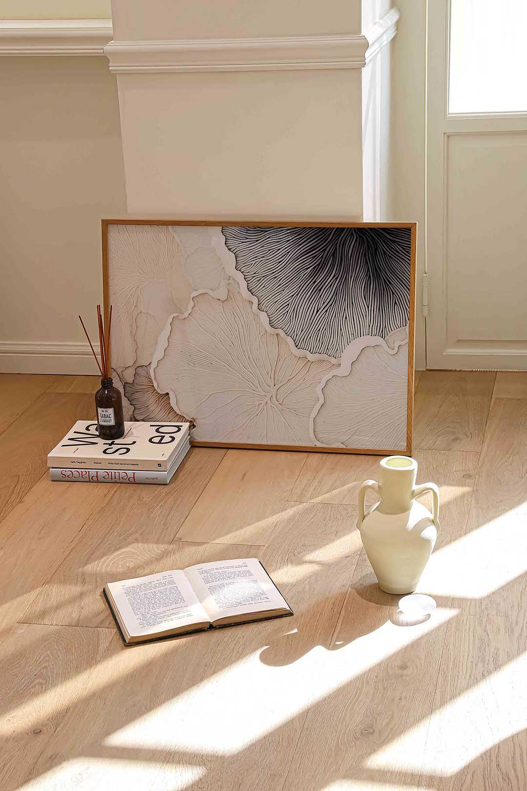 Organische vormen – liggende abstracte wanddecoratie van WallArtistic