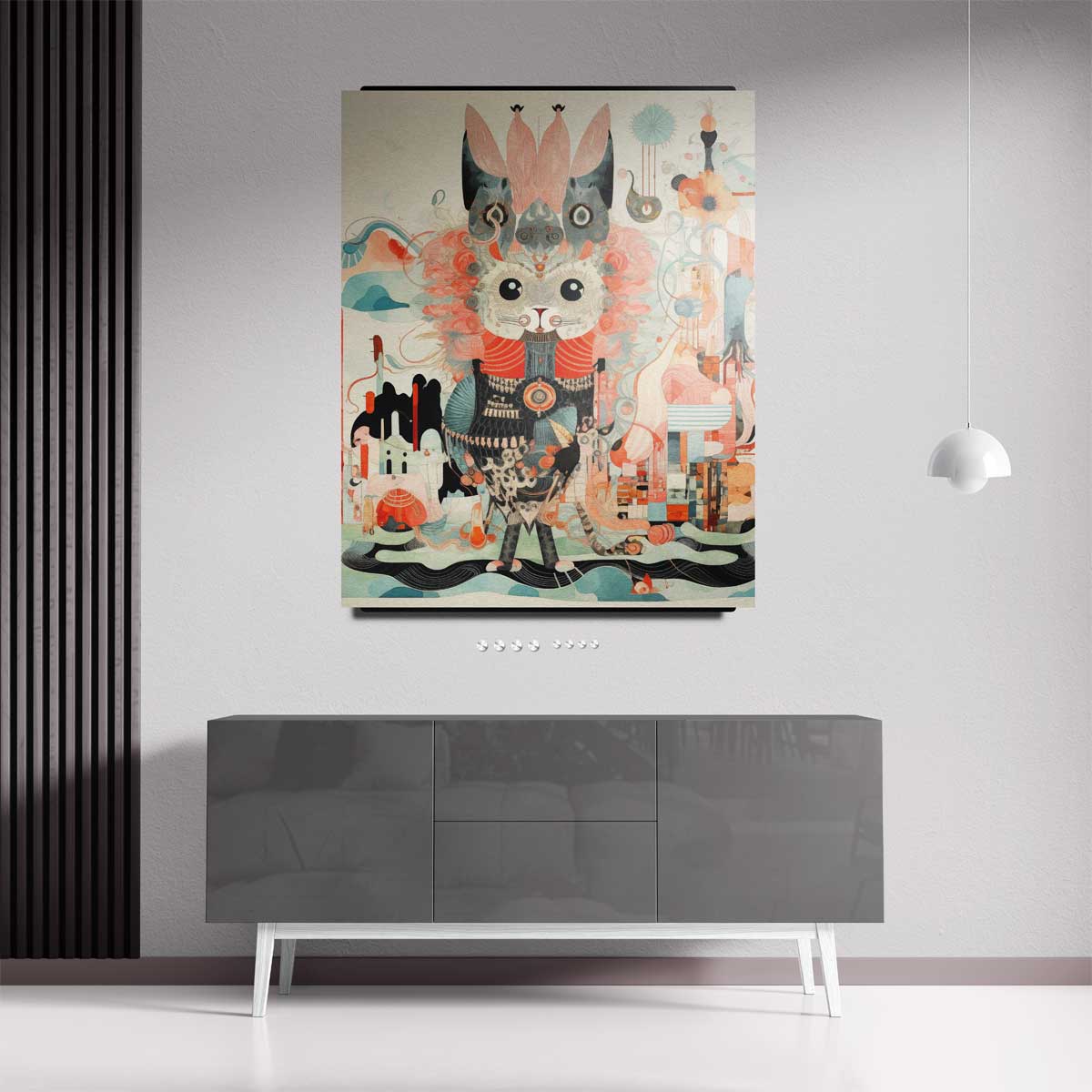 Magische Kat Avontuur – staand kunstwerk voor modern interieur