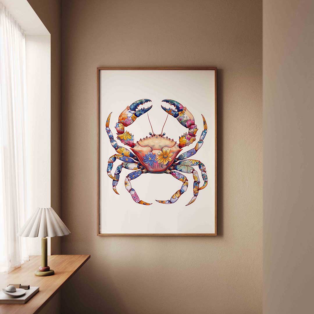Bloemenkrab – staande dieren wanddecoratie van WallArtistic