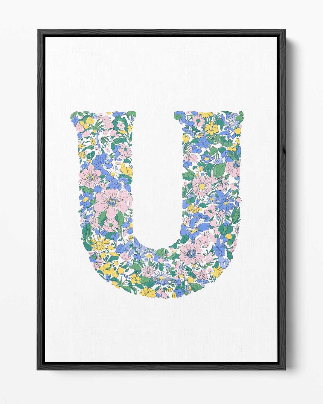 Bloemenletter U – portret kunstwerk als wanddecoratie