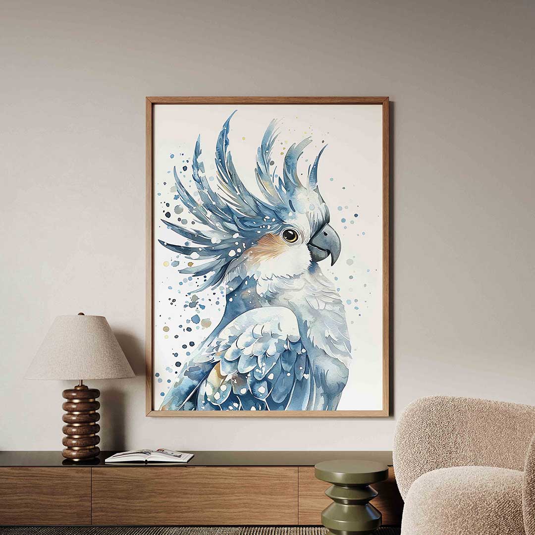 Papegaai in blauw – dieren poster in staand formaat