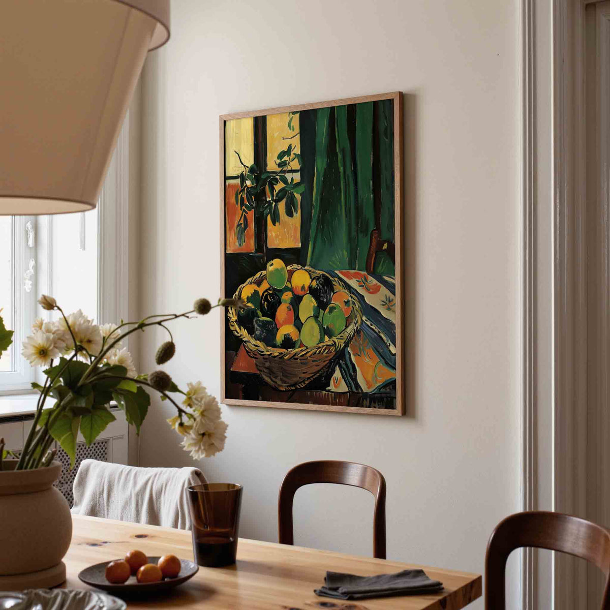 Mand met fruit – eigentijdse illustratie poster in staand formaat