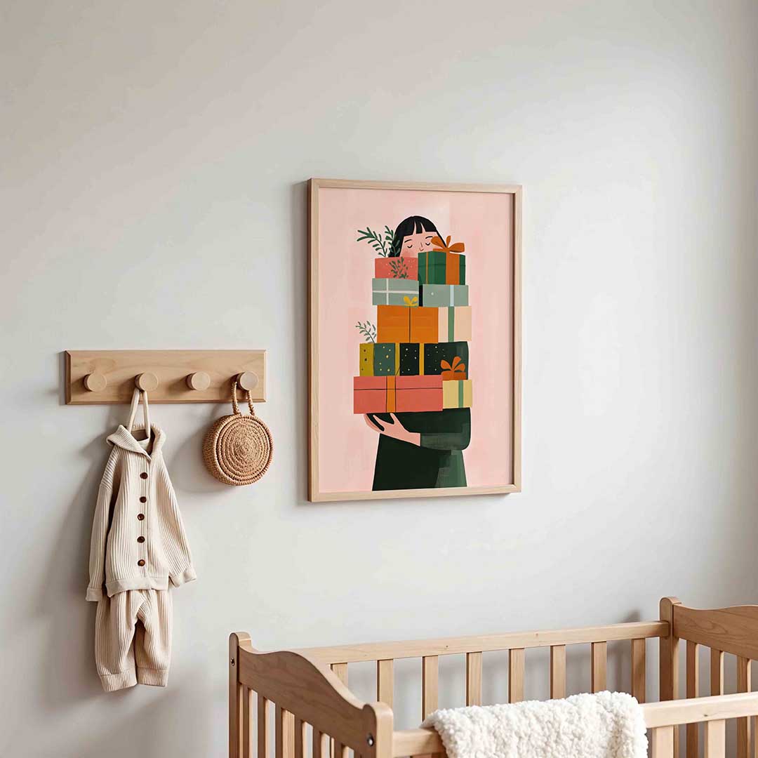 Stapel cadeaus – kinderposter in staand formaat
