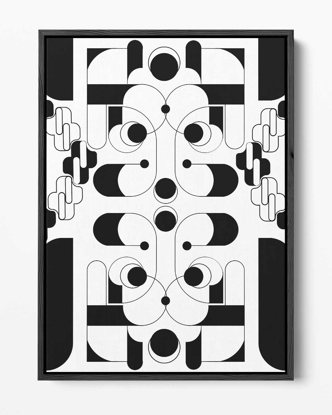 Geometrische Zwart-wit Harmonie – portret kunstwerk als wanddecoratie