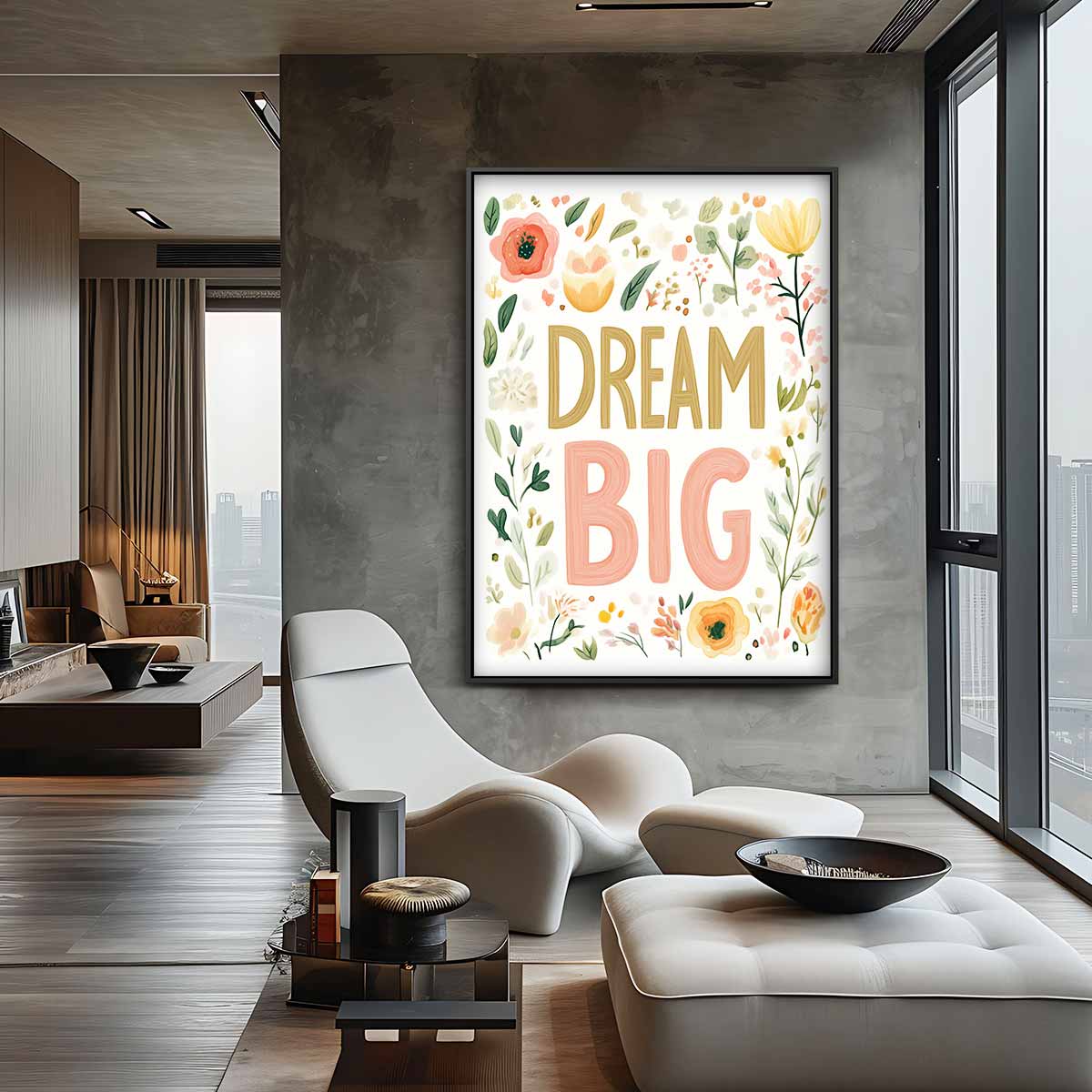 Dream Big Bloemenposter – canvas wanddecoratie in portret formaat