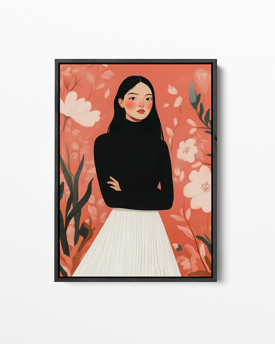 Vrouwelijk portret bloemen – staand wanddecoratie kunstwerk