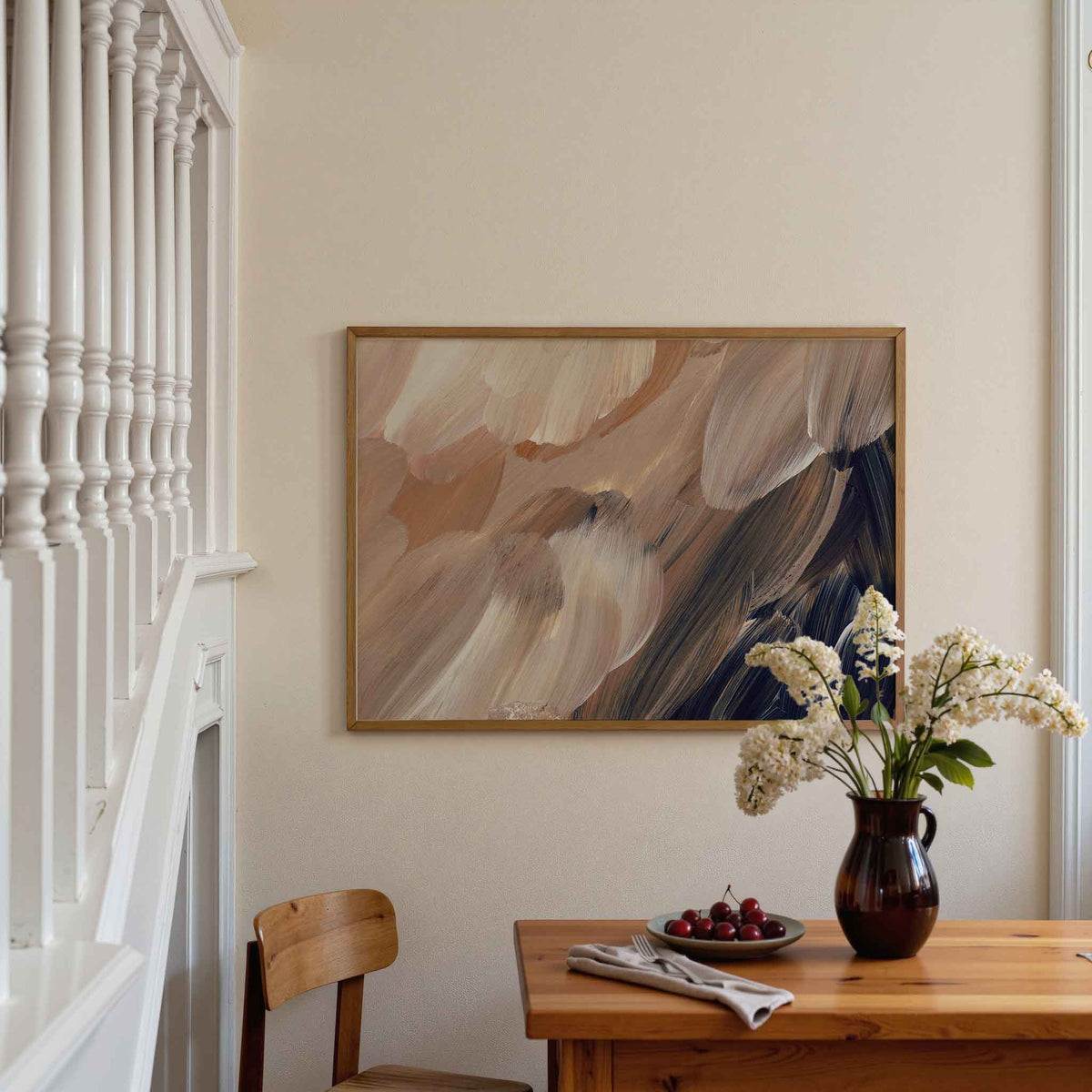 Abstracte penseelstreken – artistieke poster in liggend formaat