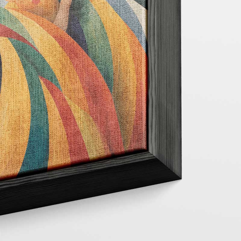 Kleurrijke Harmonie – kunstwerk met zwarte baklijst