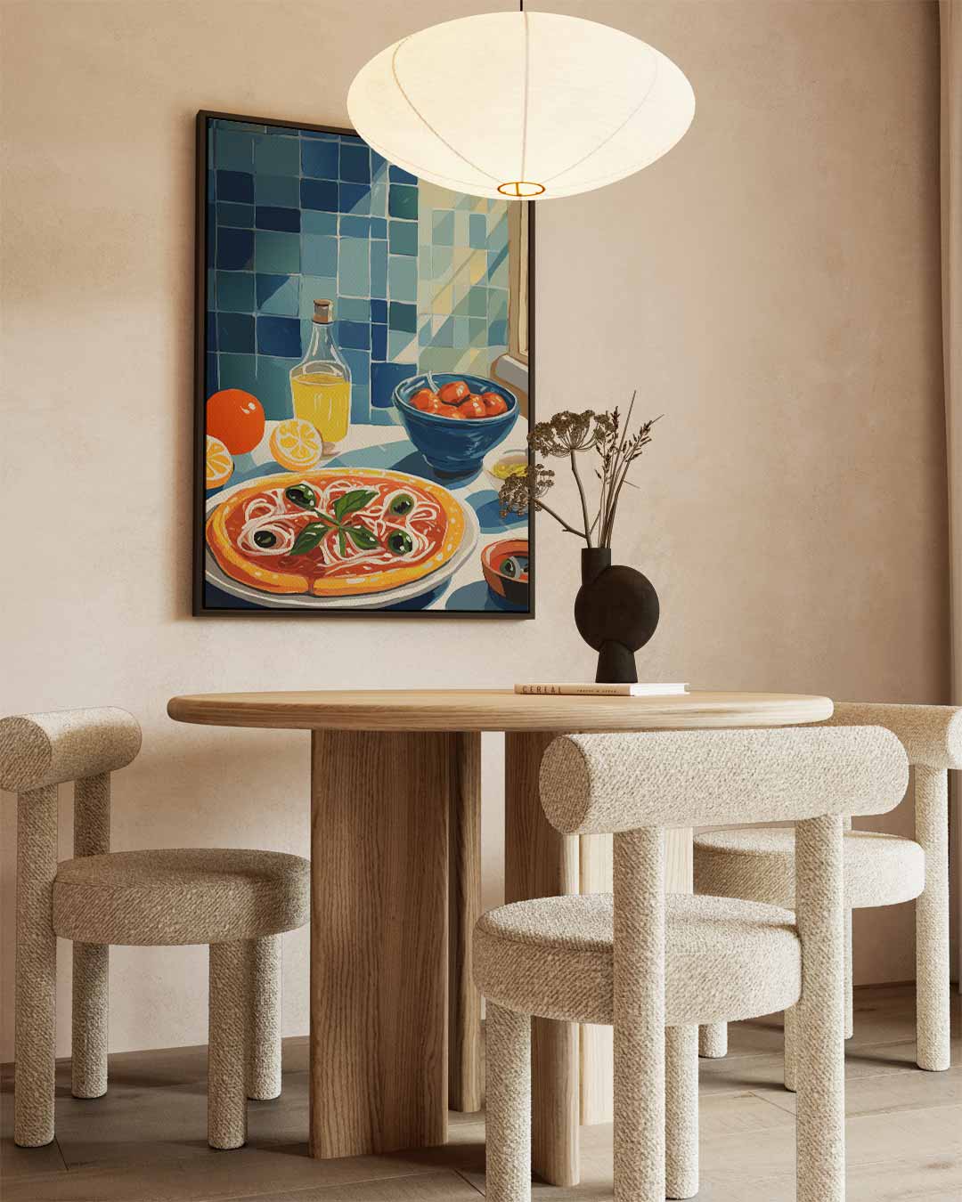 Mediterrane Ontbijt Scène – canvas wanddecoratie in portret formaat