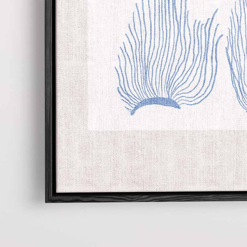 Blauwe Zeeplanten Illustratie – kunstwerk met zwarte baklijst