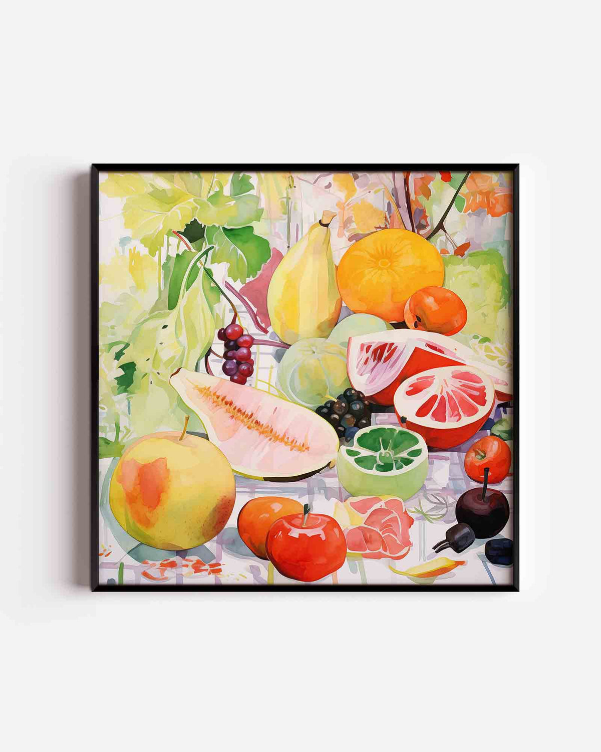 Fruit en bladeren – design vierkante poster als wanddecoratie