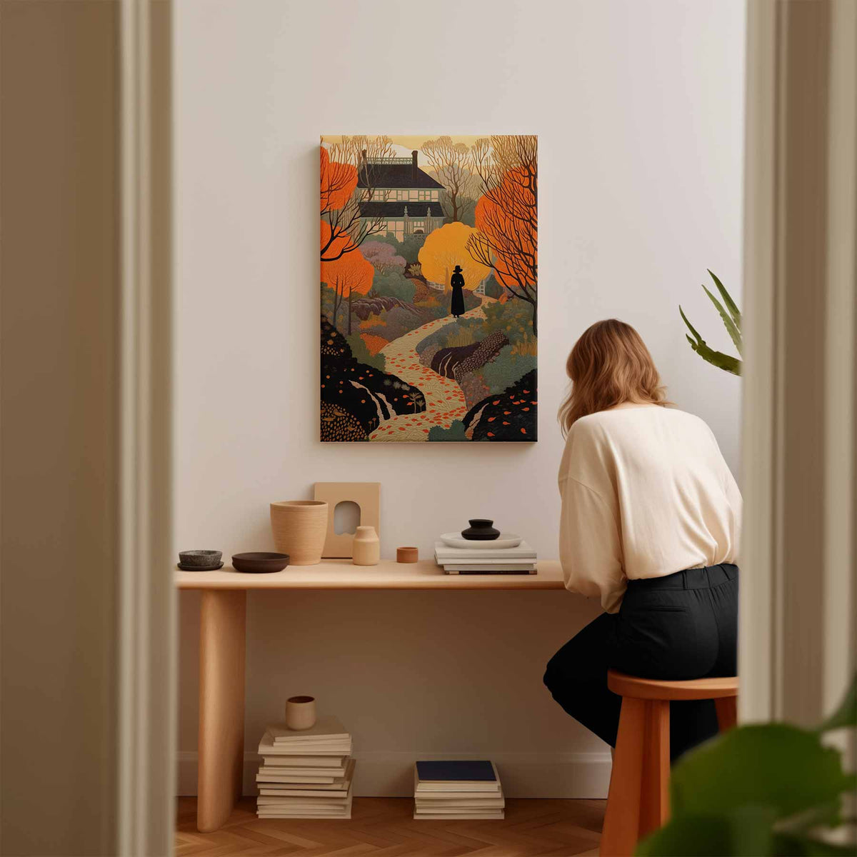 Herfstlandschap met Villa – plexiglas wanddecoratie in portret formaat