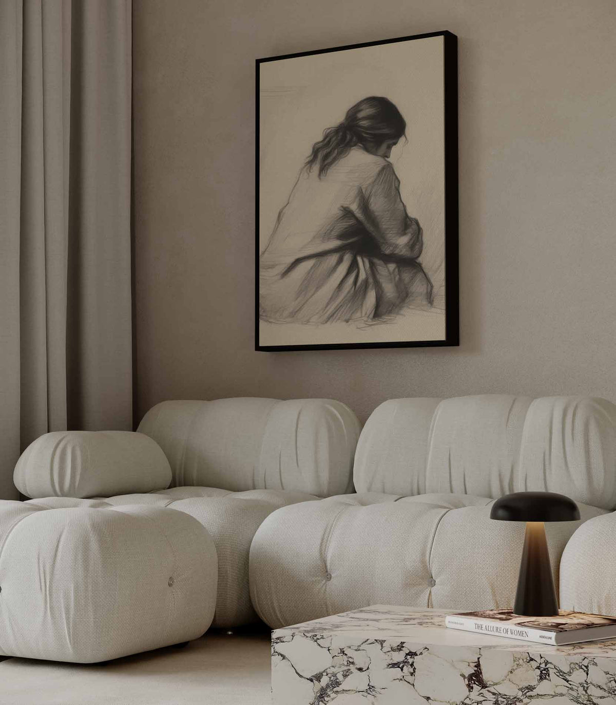 Intiem Moment in Potlood – modern portret kunstwerk van WallArtistic