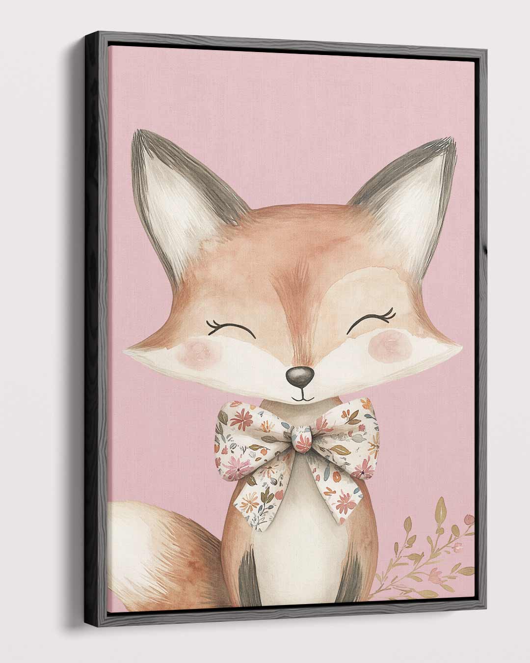 Schattige Vos met Strik – plexiglas wanddecoratie in portret formaat