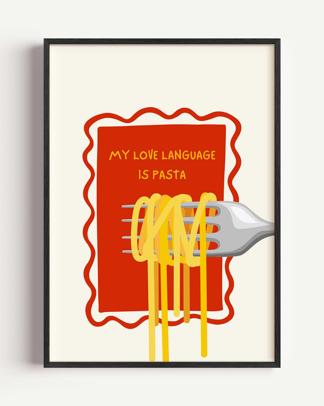 Pasta Liefde Taalposter – zomer portret poster als wanddecoratie