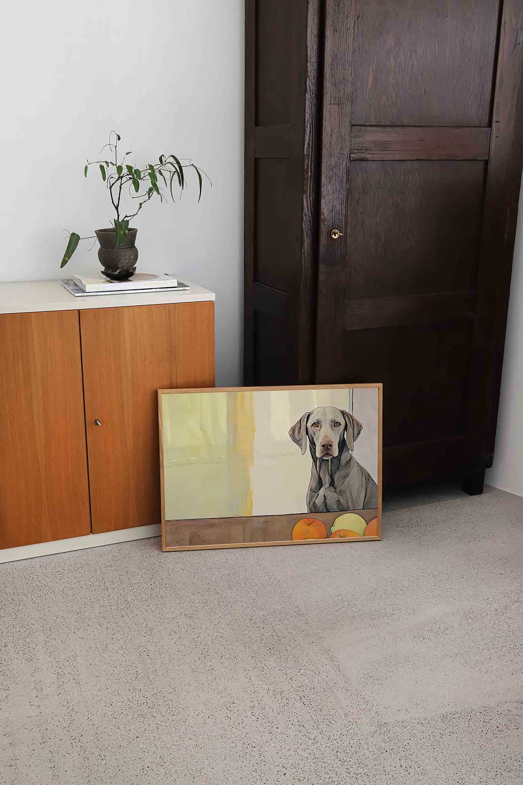 Hond met fruit – dierenillustratie als landscape poster