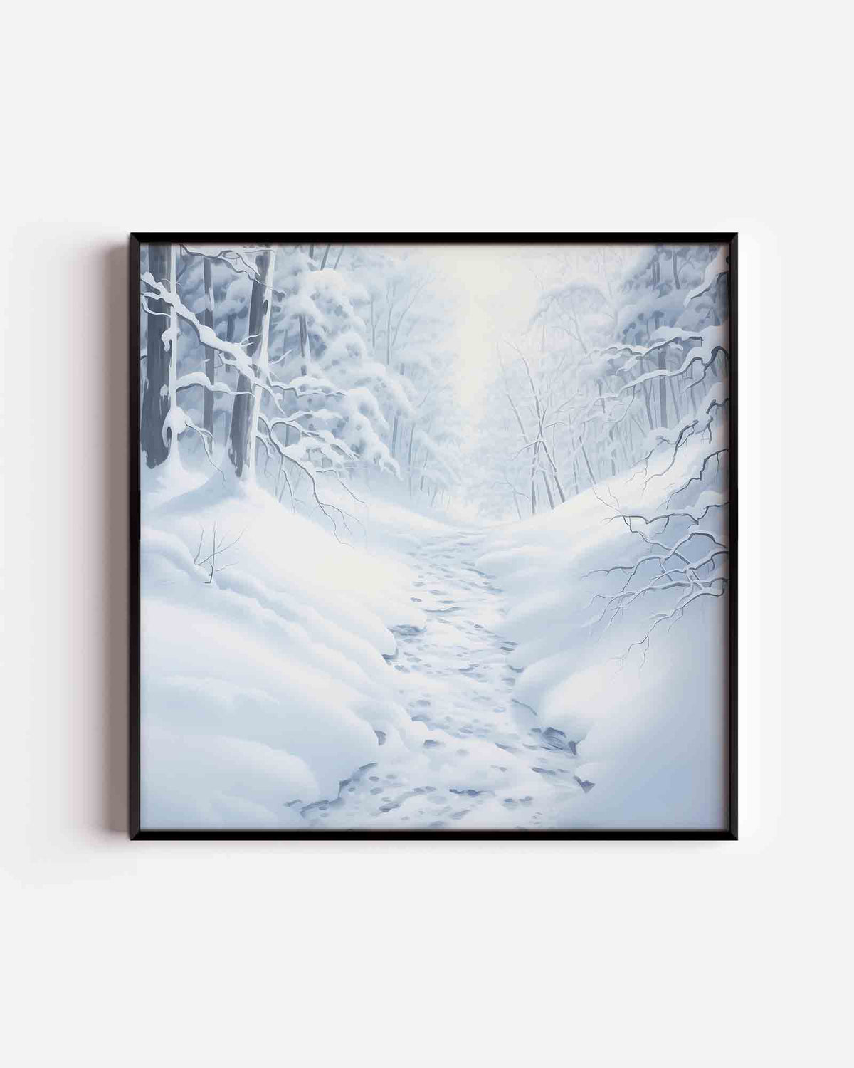 Winterlandschap met besneeuwde bomen – kerst vierkante poster als wanddecoratie