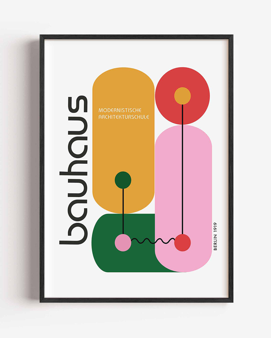 Vormen en kleurvlakken – staande Bauhaus poster als wanddecoratie