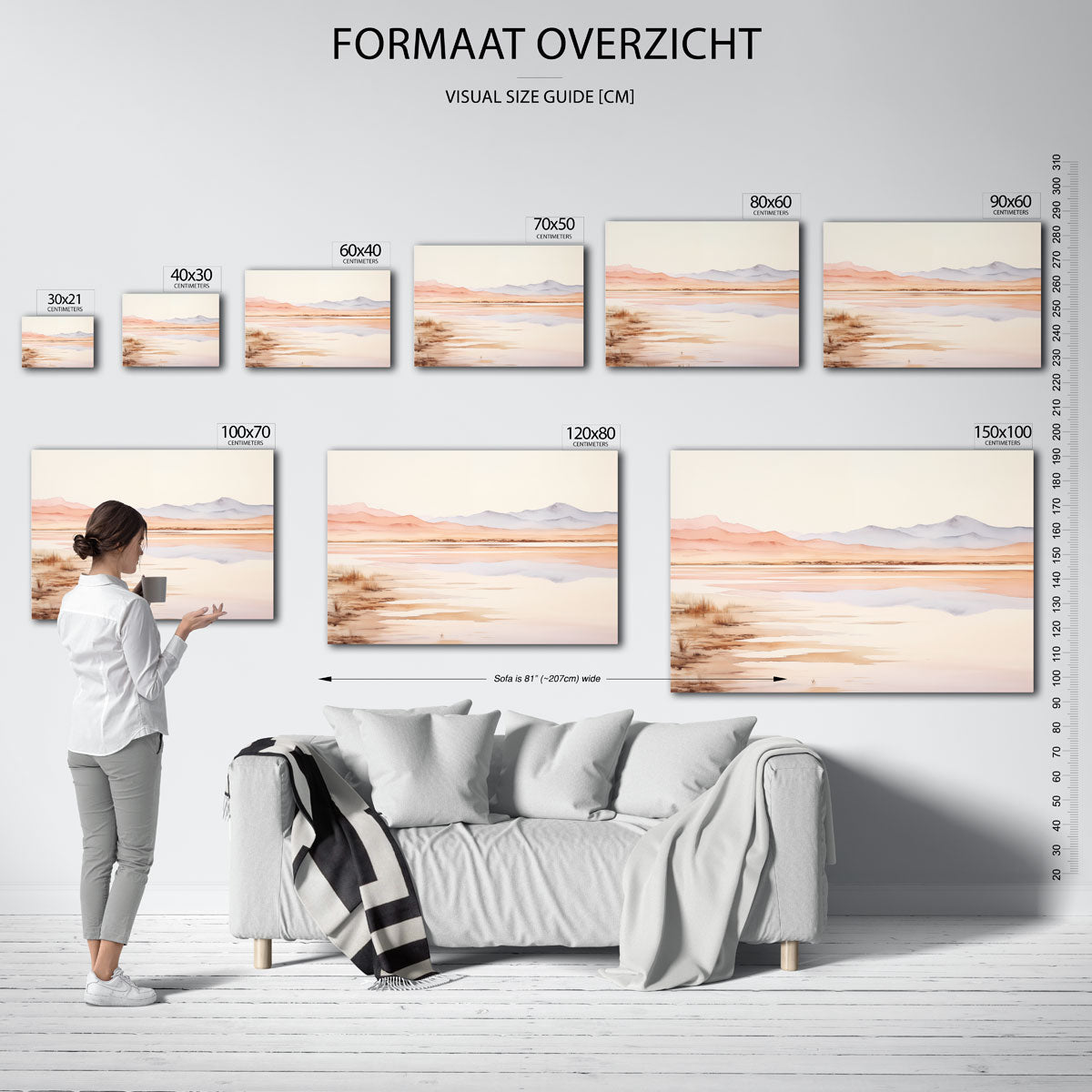 Landschap met bergen – liggende muurposter met abstracte vormen