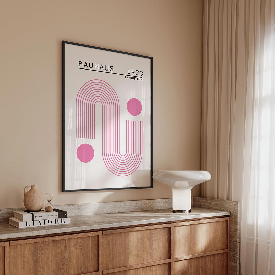 Lijnen en cirkels – geometrische Bauhaus poster in staand formaat