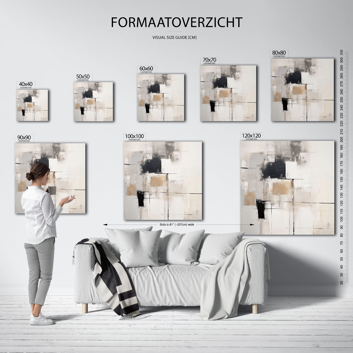 Abstracte vormen – vierkante muurposter met zachte abstracte vormen