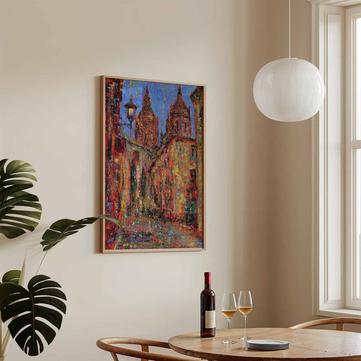 Straatbeeld Kathedraal – staande Popart wanddecoratie van WallArtistic