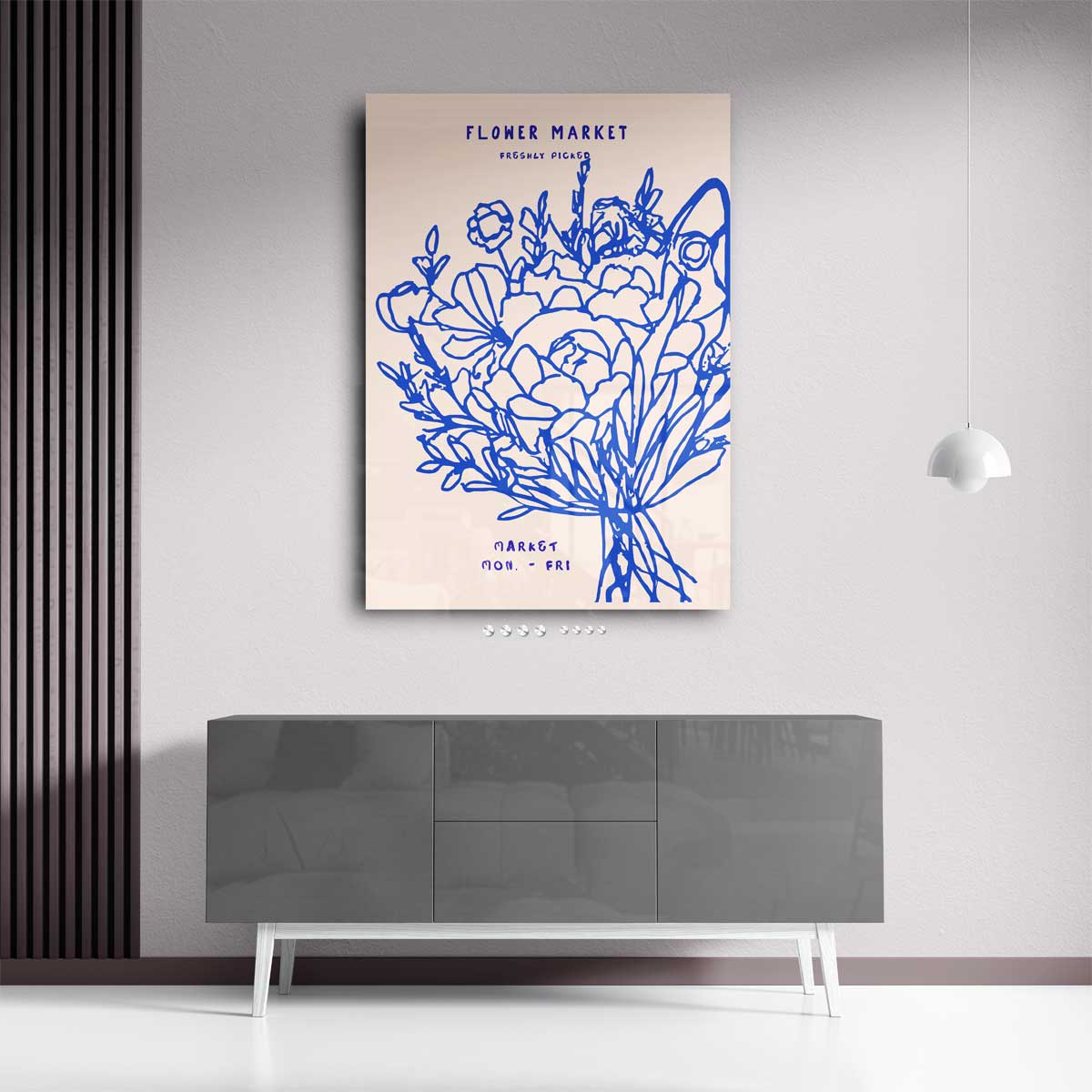 Bloemenmarkt Elegantie – kunstwerk met zwarte baklijst