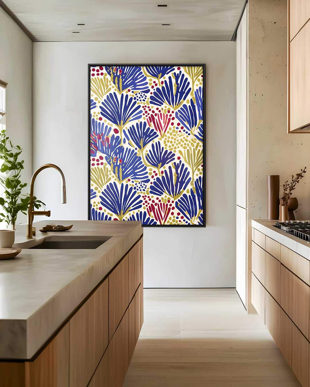Boho bladerenpatroon – dibond wanddecoratie in staand formaat