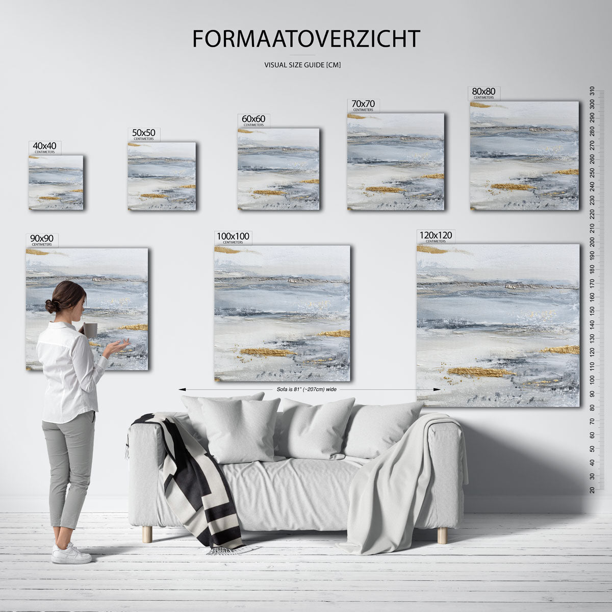 Abstracte landschapsweergave – vierkante muurposter met abstracte vormen