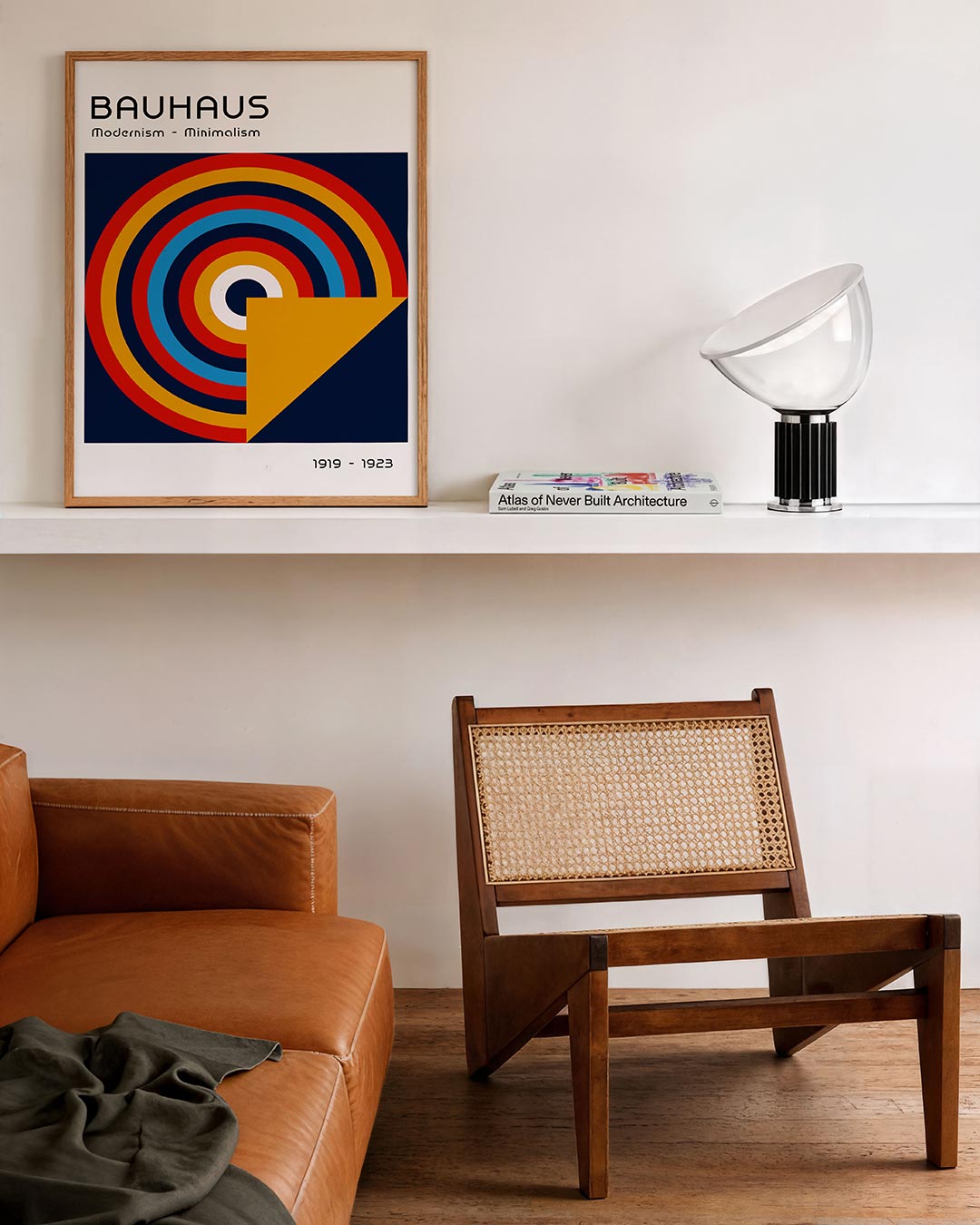 Cirkelvormen en lijnen – staande Bauhaus poster voor aan de muur