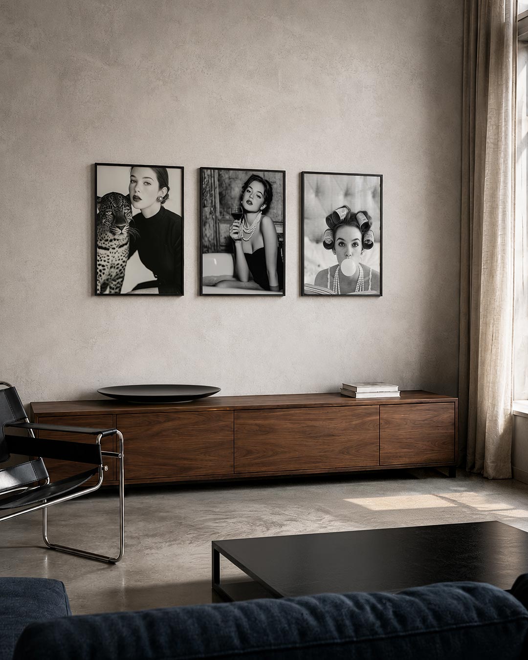 Abstract posterset – tweede productweergave – een abstracte posterset met donkere tinten en een rustige