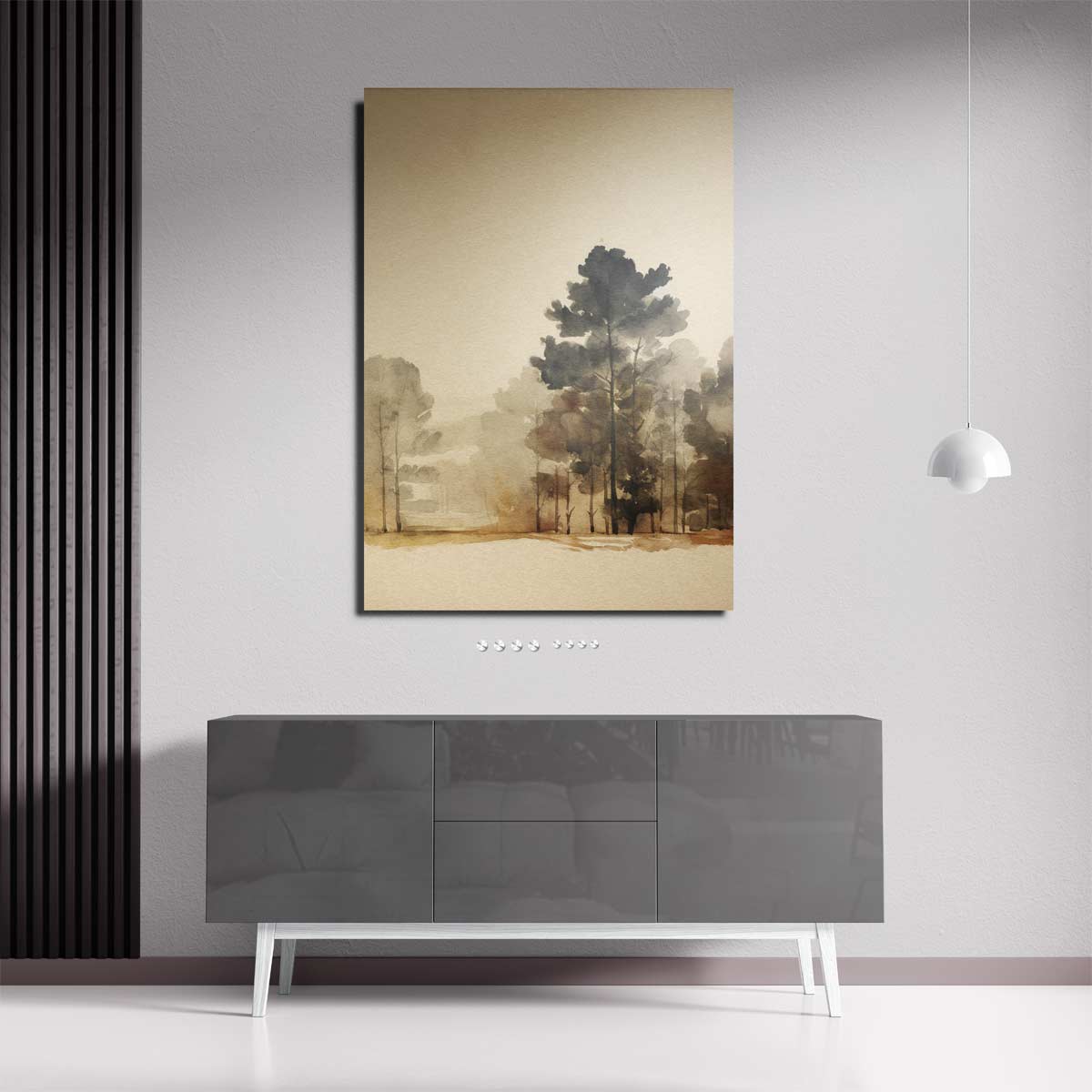 Serene Boslandschap in Waterverf – plexiglas wanddecoratie in portret formaat