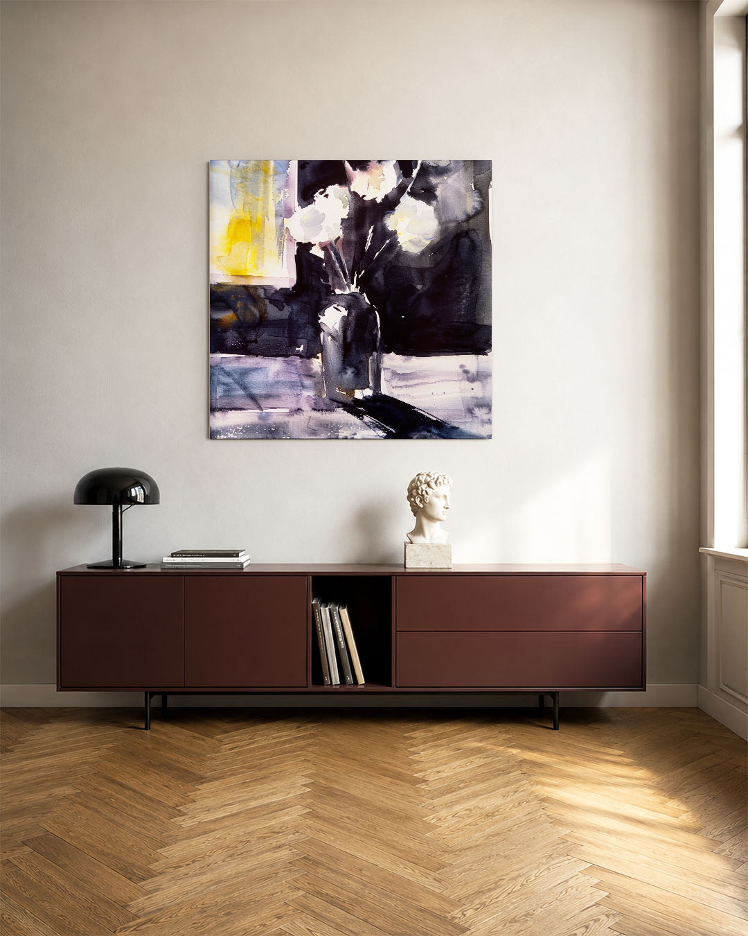 Expressieve bloemen kunstwerk – tweede productweergave – dit kunstwerk toont een dynamische compositie van bloemen in een
